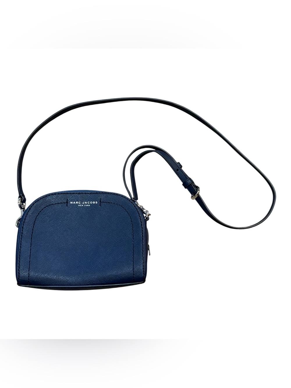 Marc Jacobs Navy Blue Leather Crossbody Bag with Silver Details